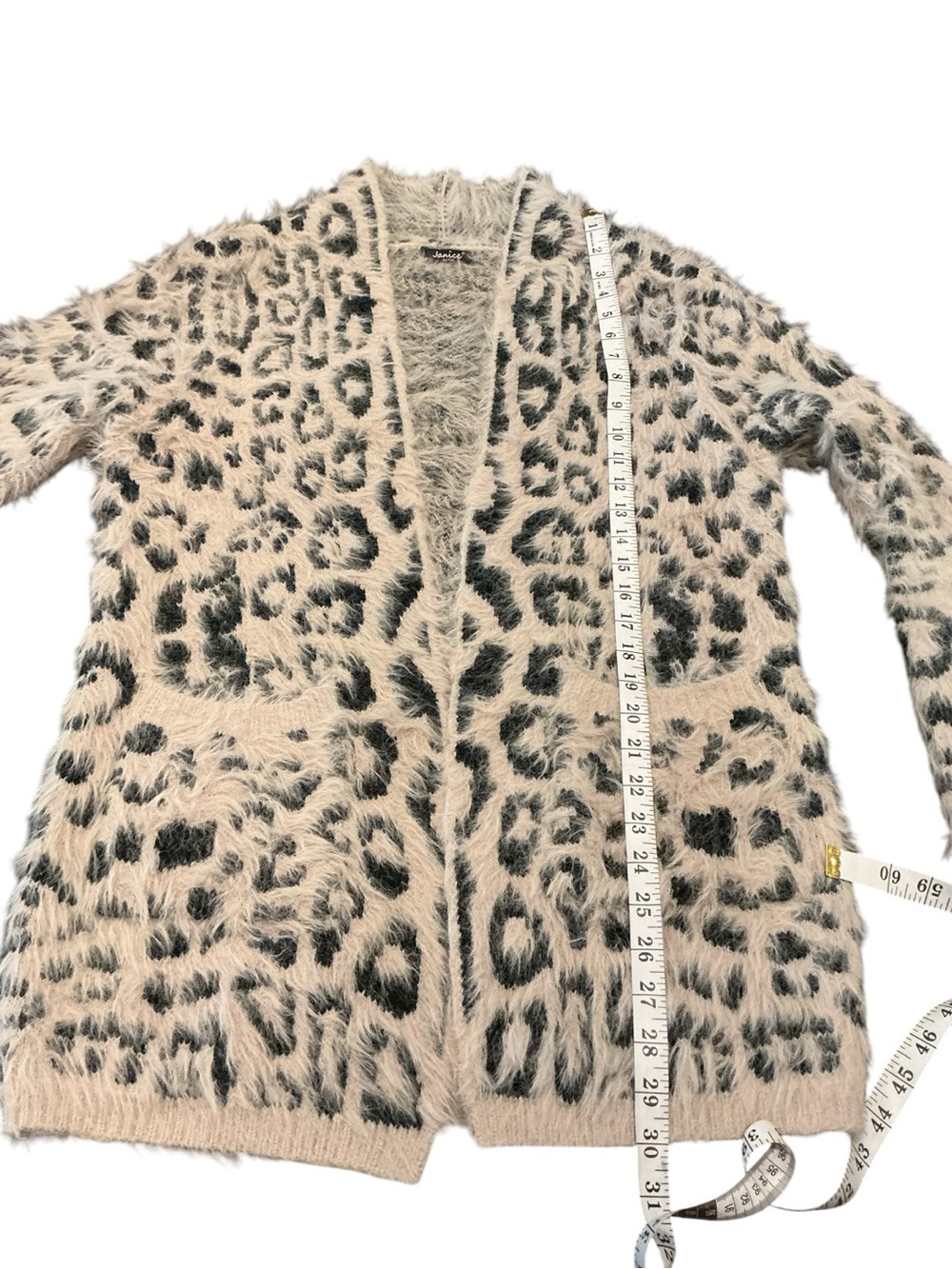 Janice Fuzzy Leopard Print Cardigan Sweater One Size - Picture 5 of 9